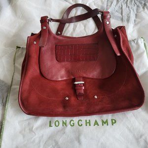 Longchamp Suede Leather Vintage Shoulder Bag